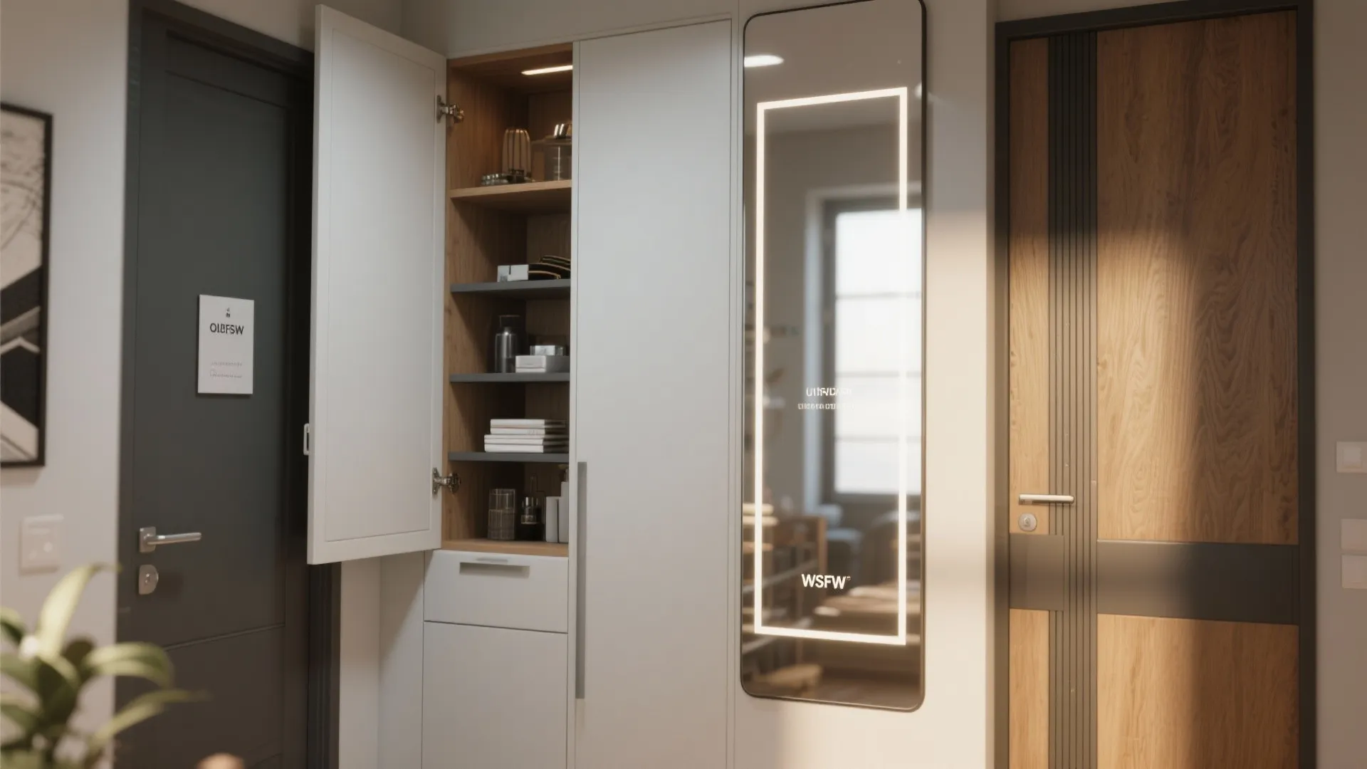 Statement Mirror with Hidden Storage