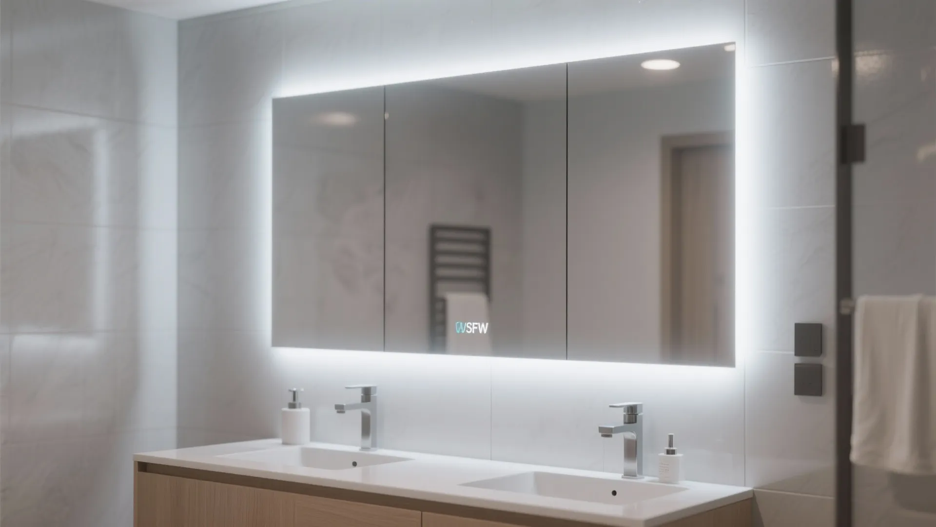 7. Large Mirror with Integrated Lighting