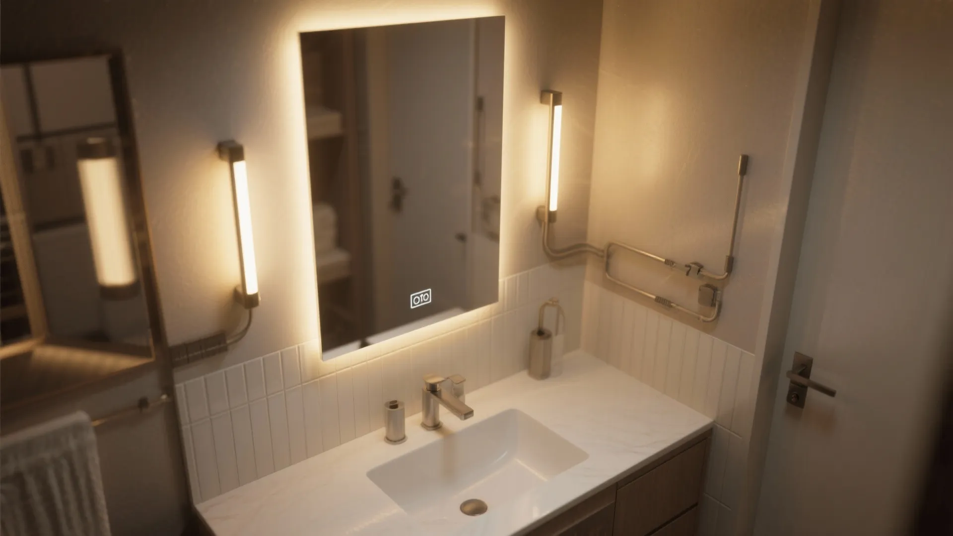 3. Integrated Mirror Lights for Vanity Walls
