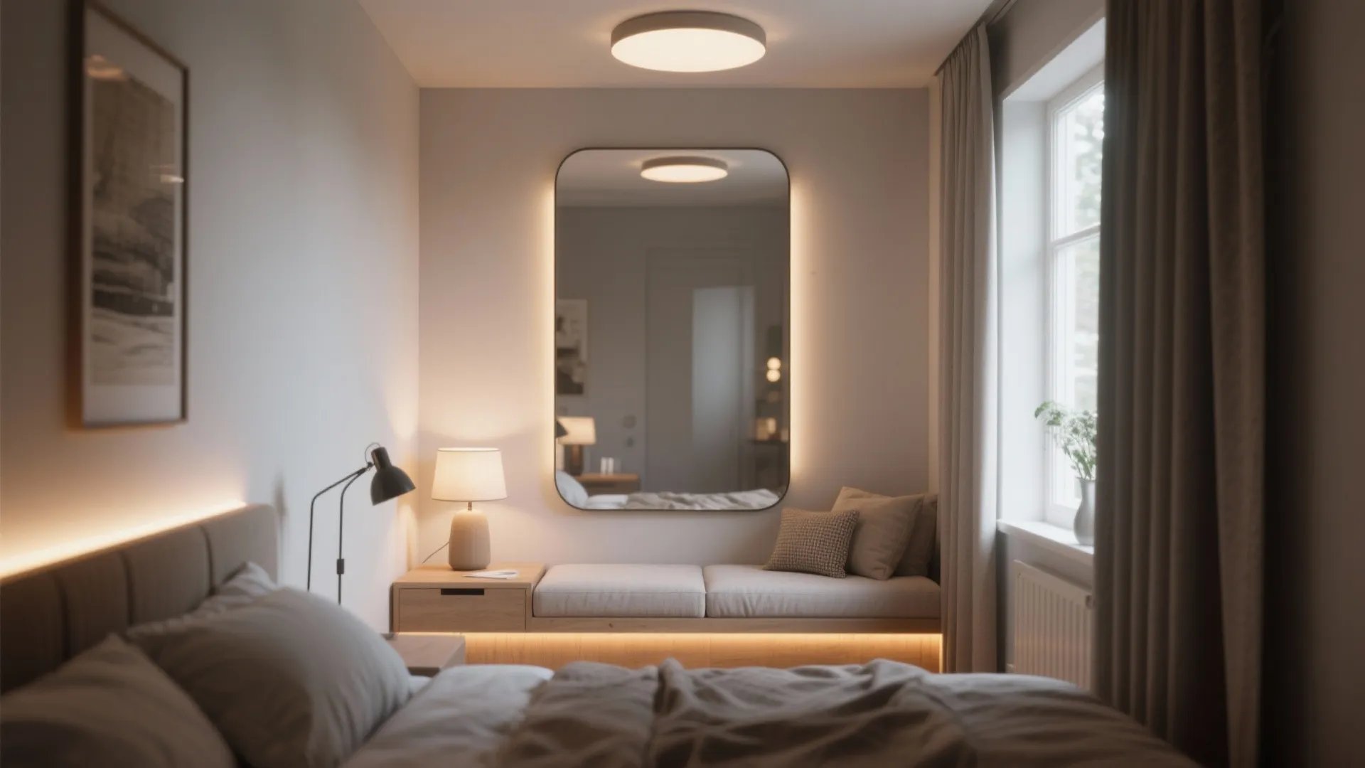 3. Use mirrors and layered lighting to expand perception