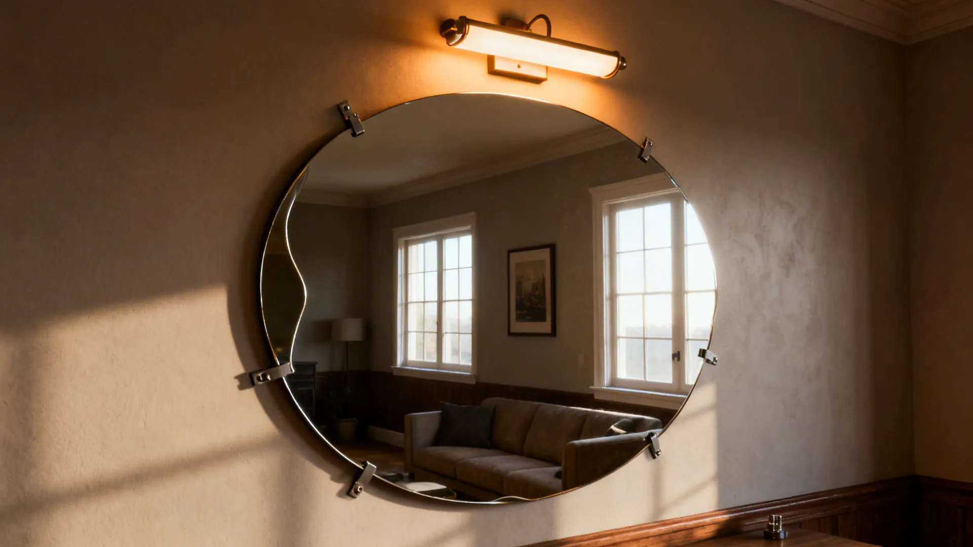 2. Statement Mirror with Layered Lighting
