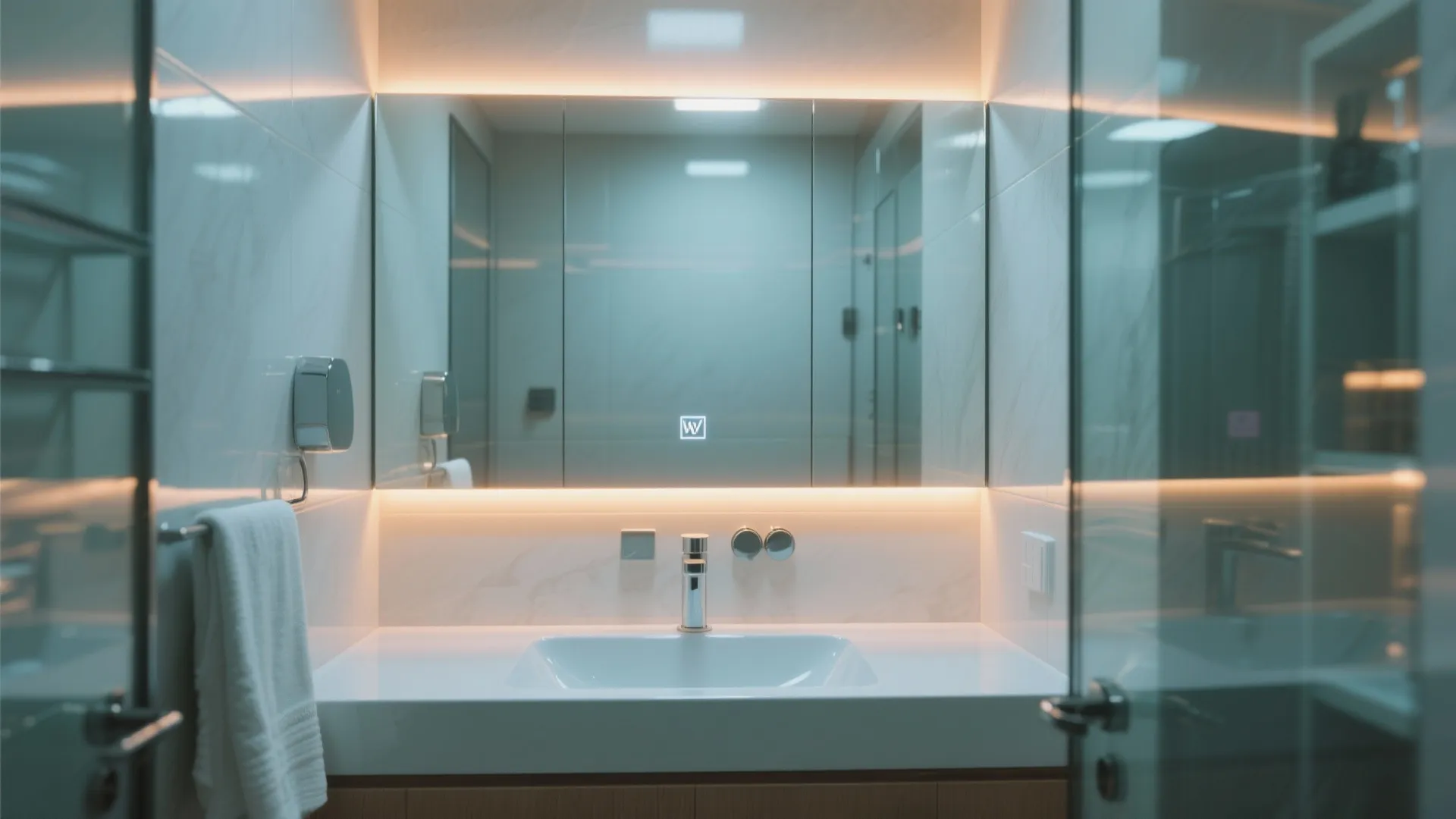 Mirrored Backdrop with Integrated Lighting