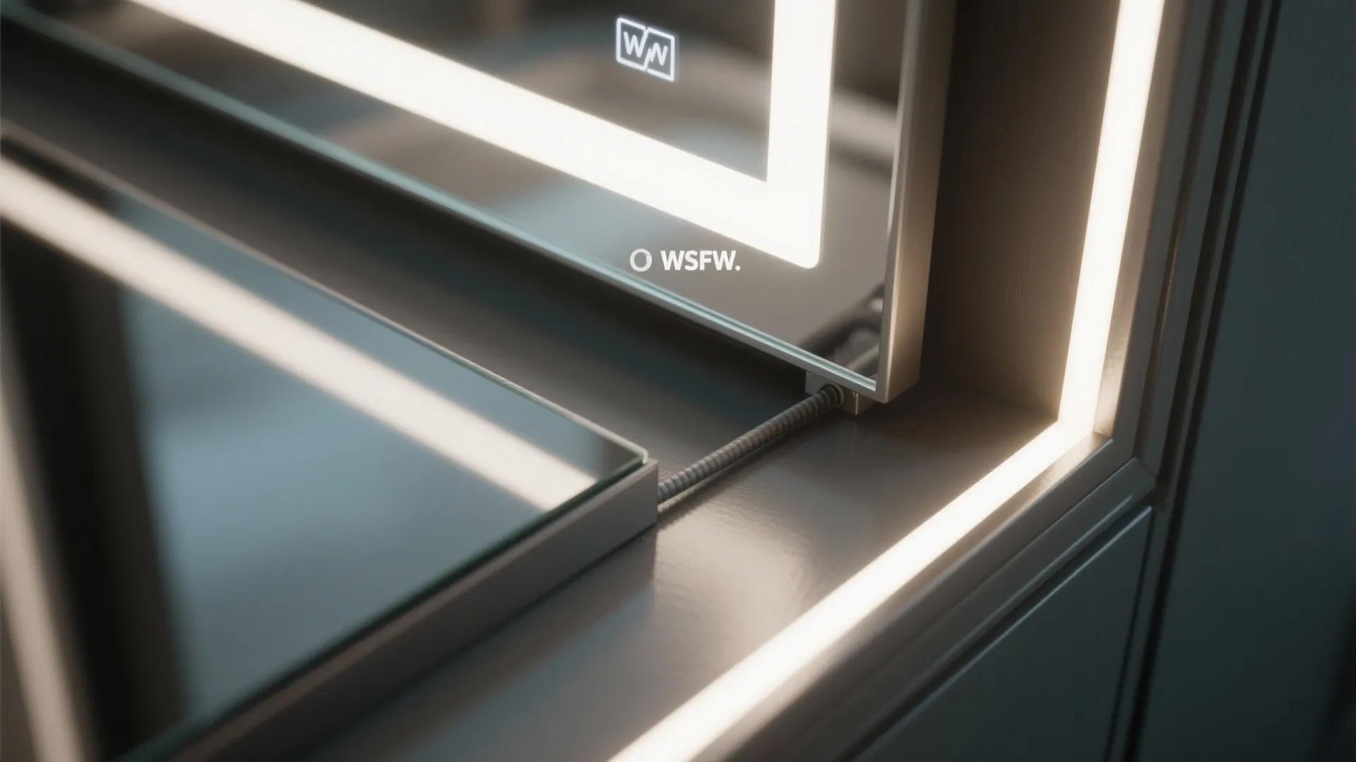 Mirror-Front, Shallow Almirah with Integrated Lighting