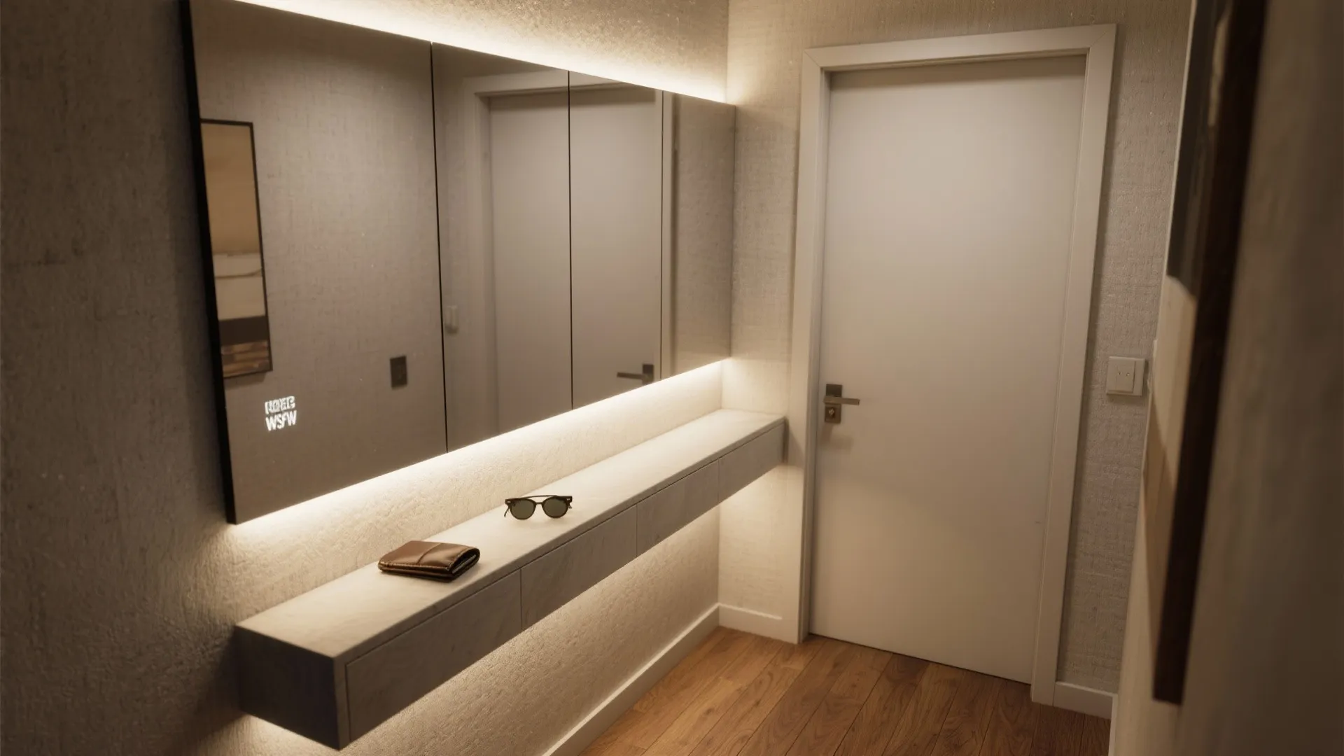 4. Mirror wall with integrated ledge