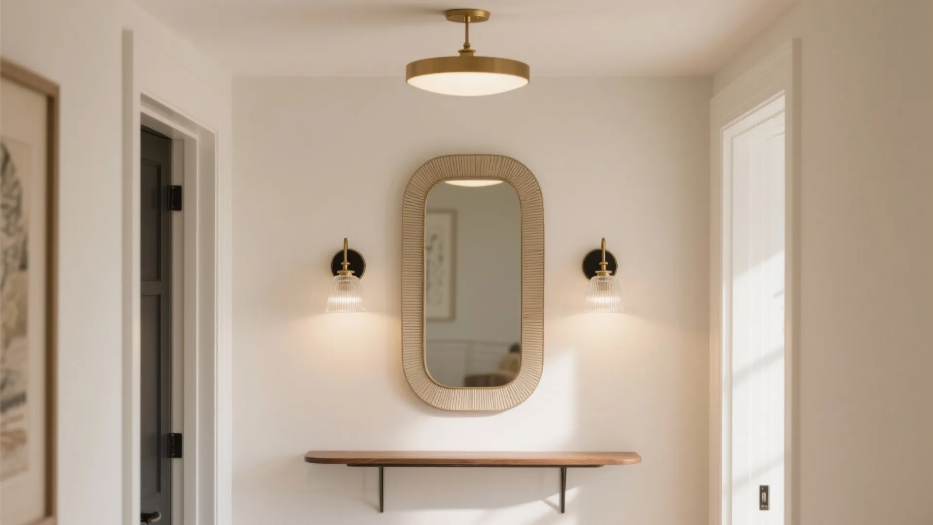 1) Mirror + Layered Light = Instant Breathing Room