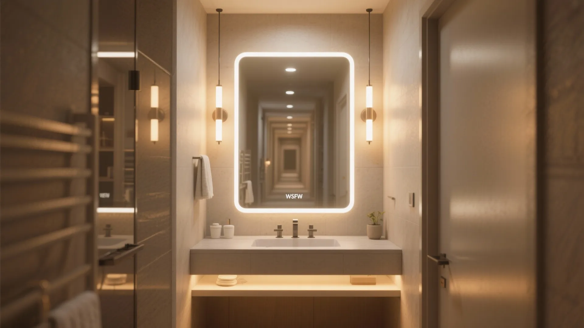 4. Use mirrors and layered lighting to enlarge the feel