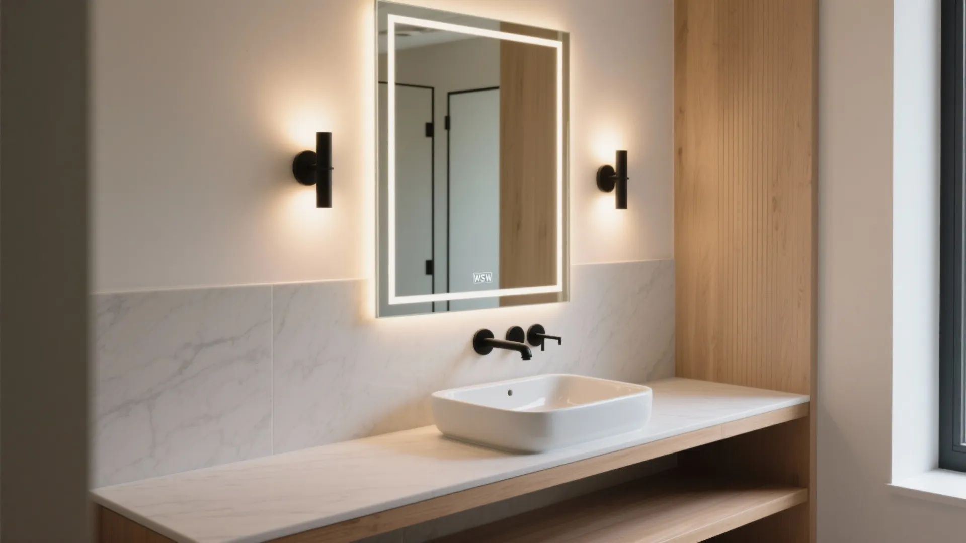 Mirror, Lighting, and Backsplash Harmony