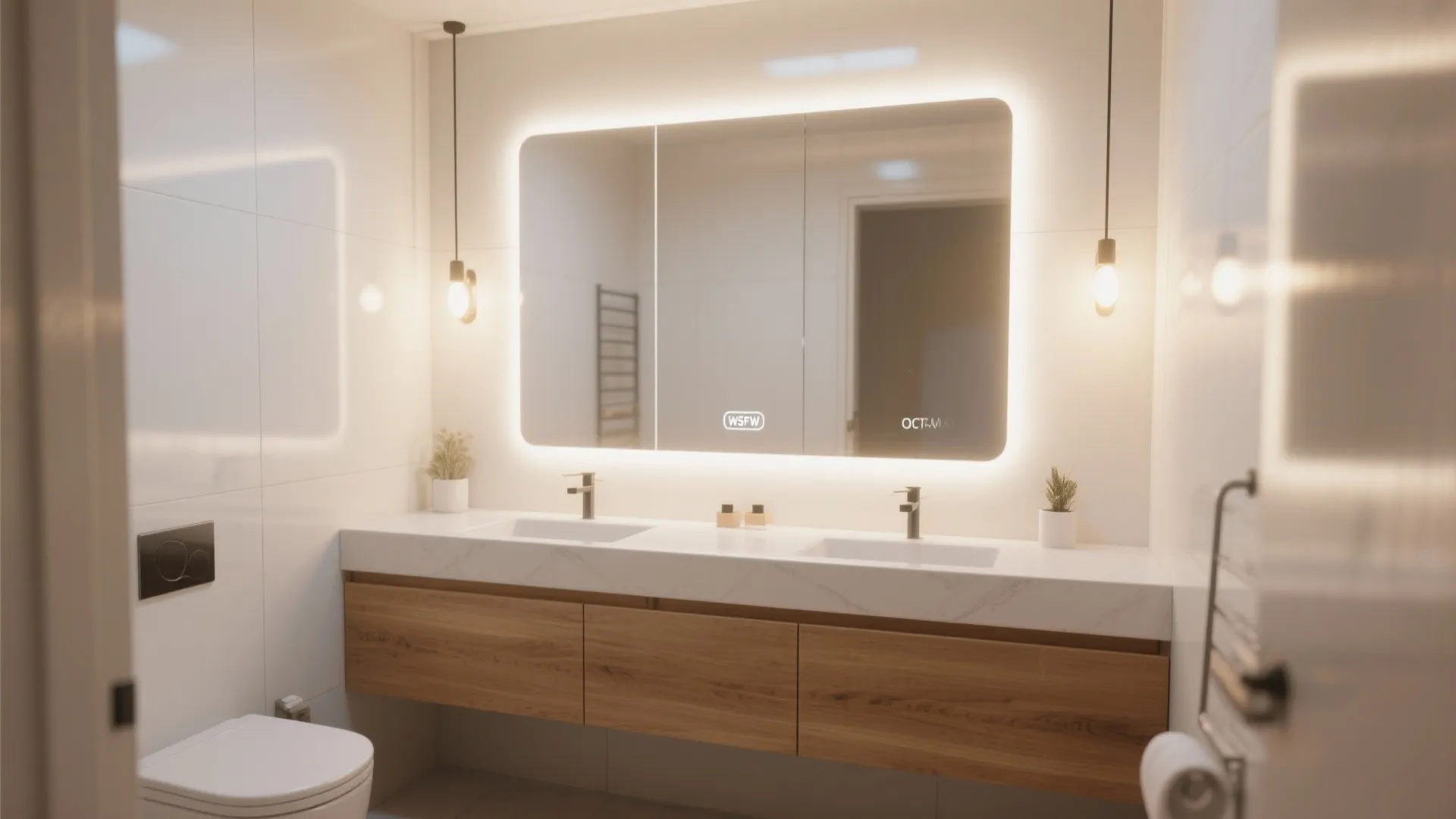 5. Use mirrors and lighting to amplify the white