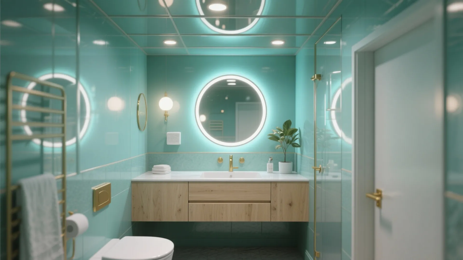 5. Statement Mirrors and Lighting to Expand the Space