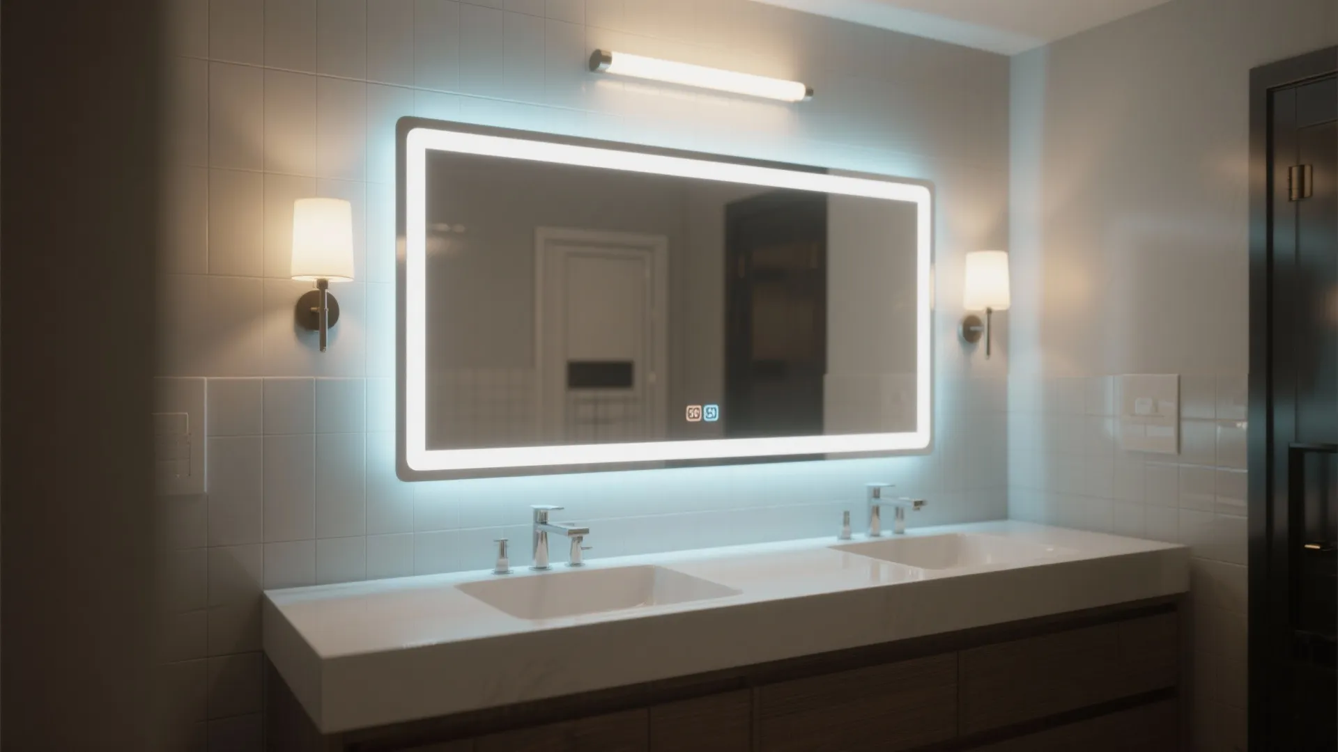 4. Mirror and lighting to amplify width