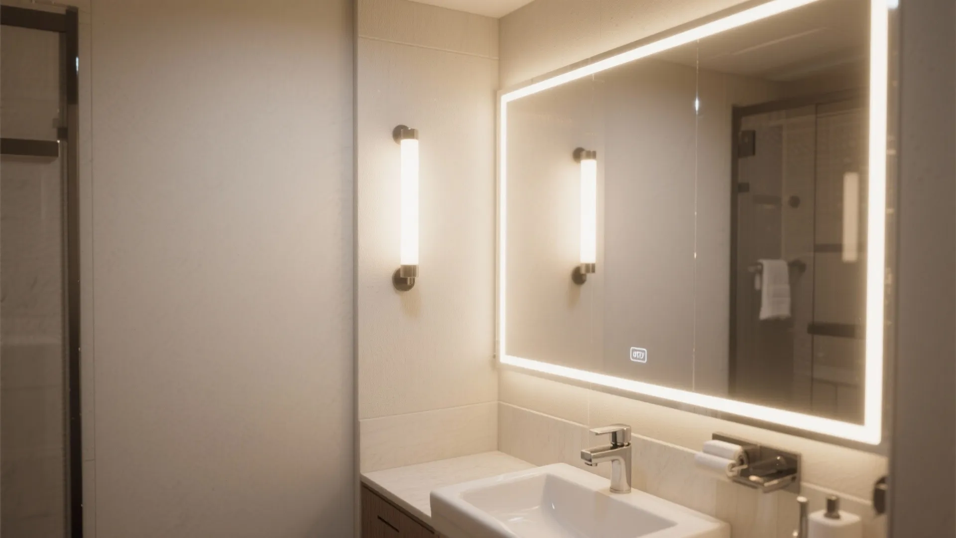 2. Frame mirrors with slim linear lights