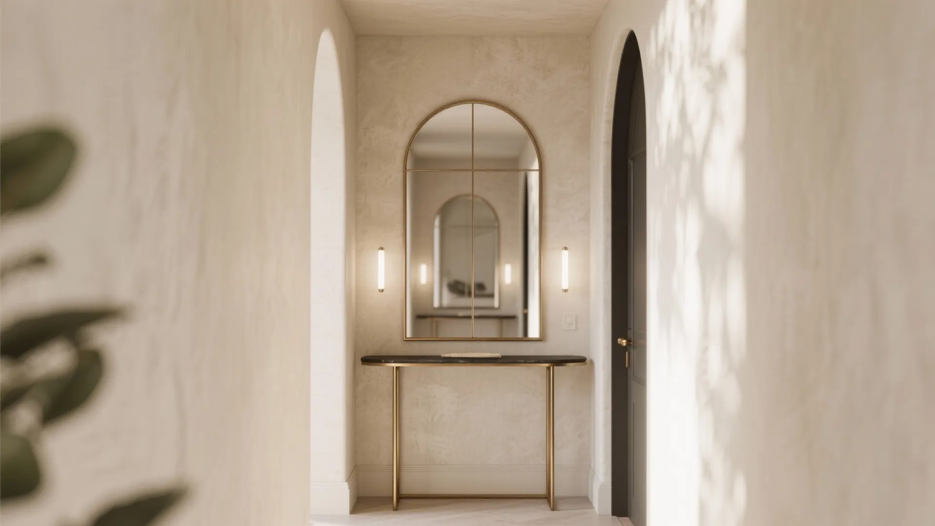 Mirrors and Metal Accents for Visual Stretch