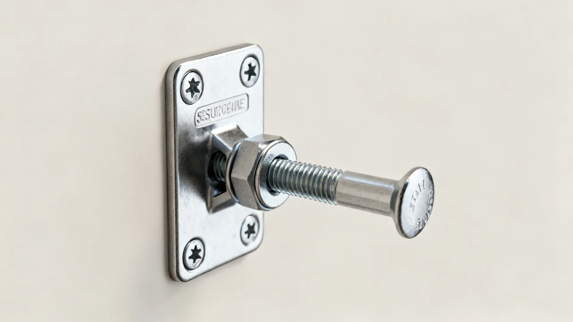 Close-up of secure wall anchor and bracket used for mounting large mirrors