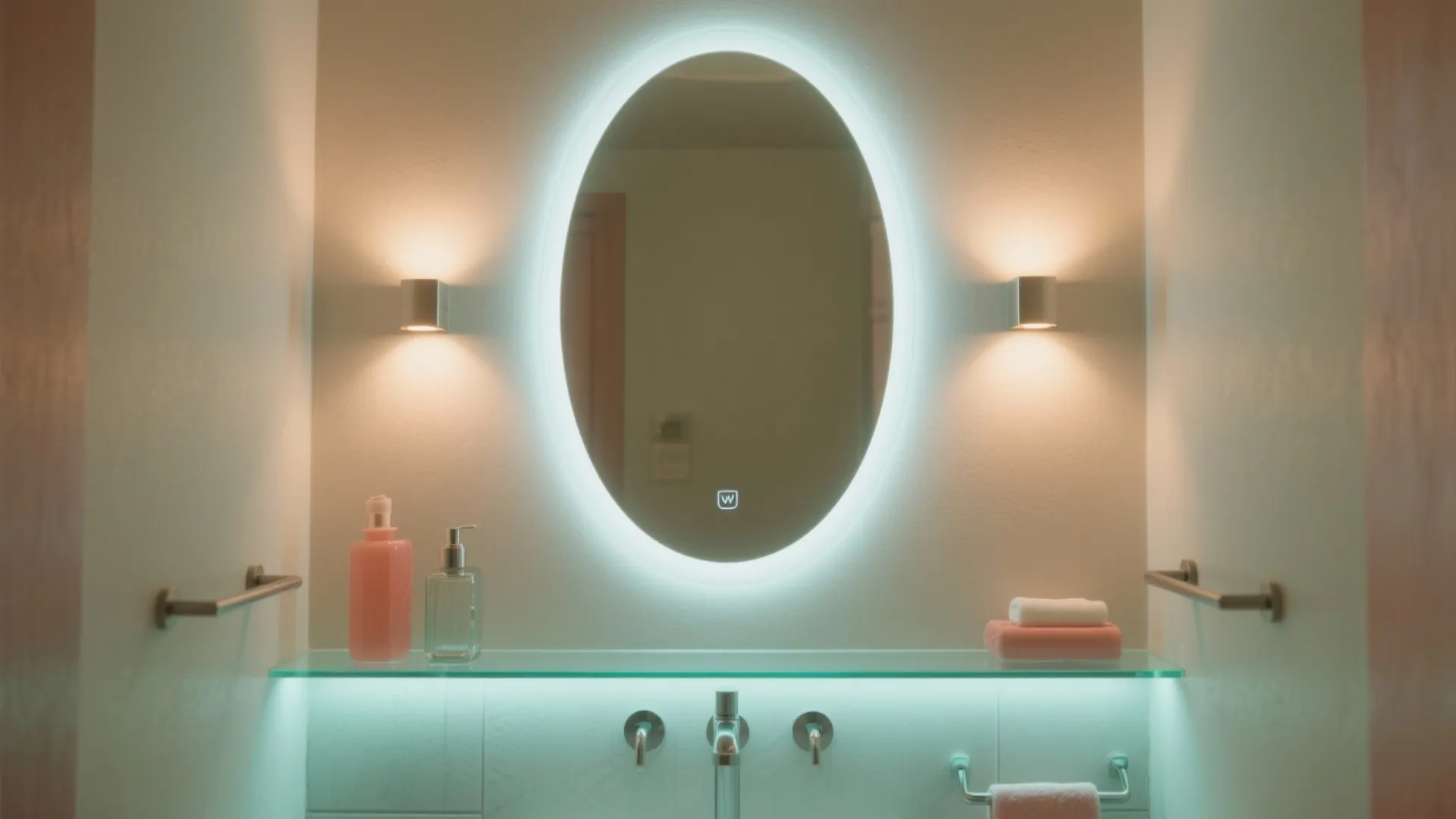 Backlit Mirrors and Neon Pop Lighting