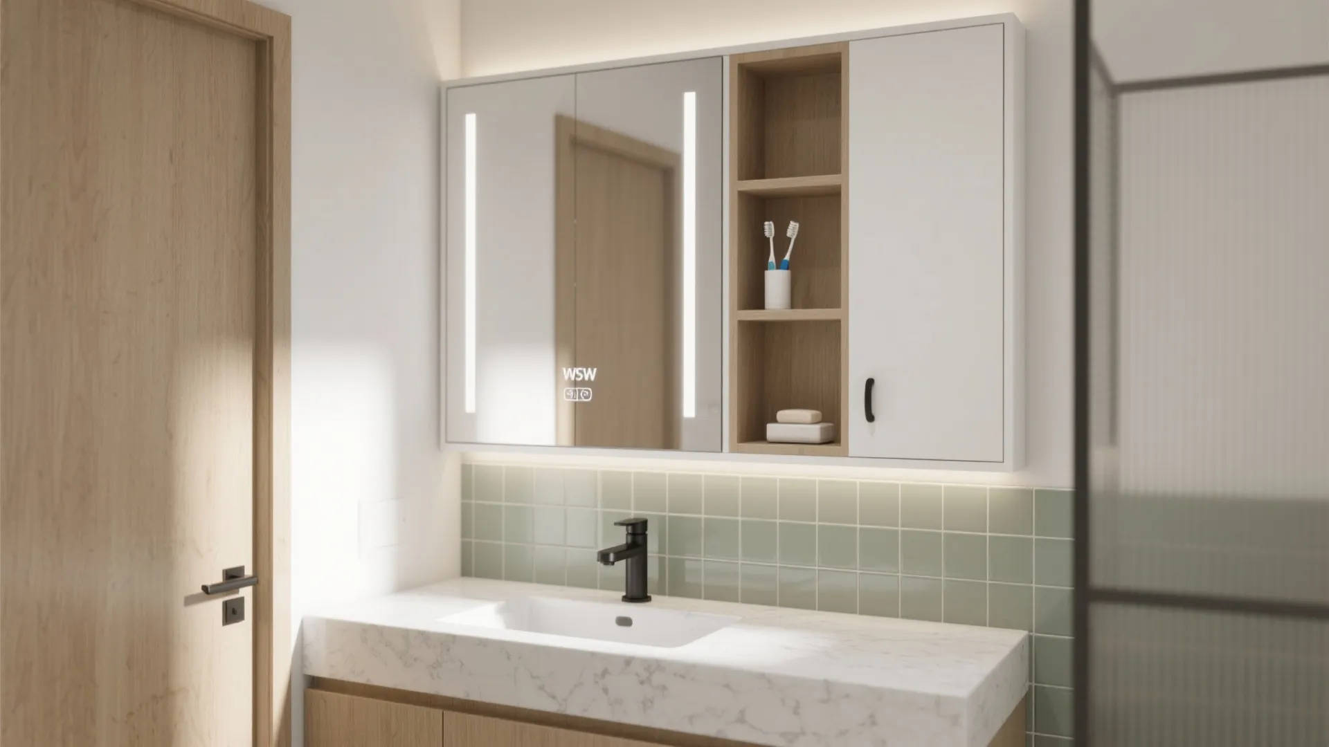 Idea 3: Hide storage in mirrors and wall niches