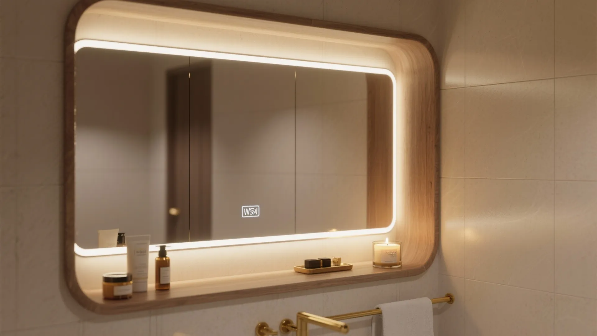 1. Mirror-backed niche with layered lighting