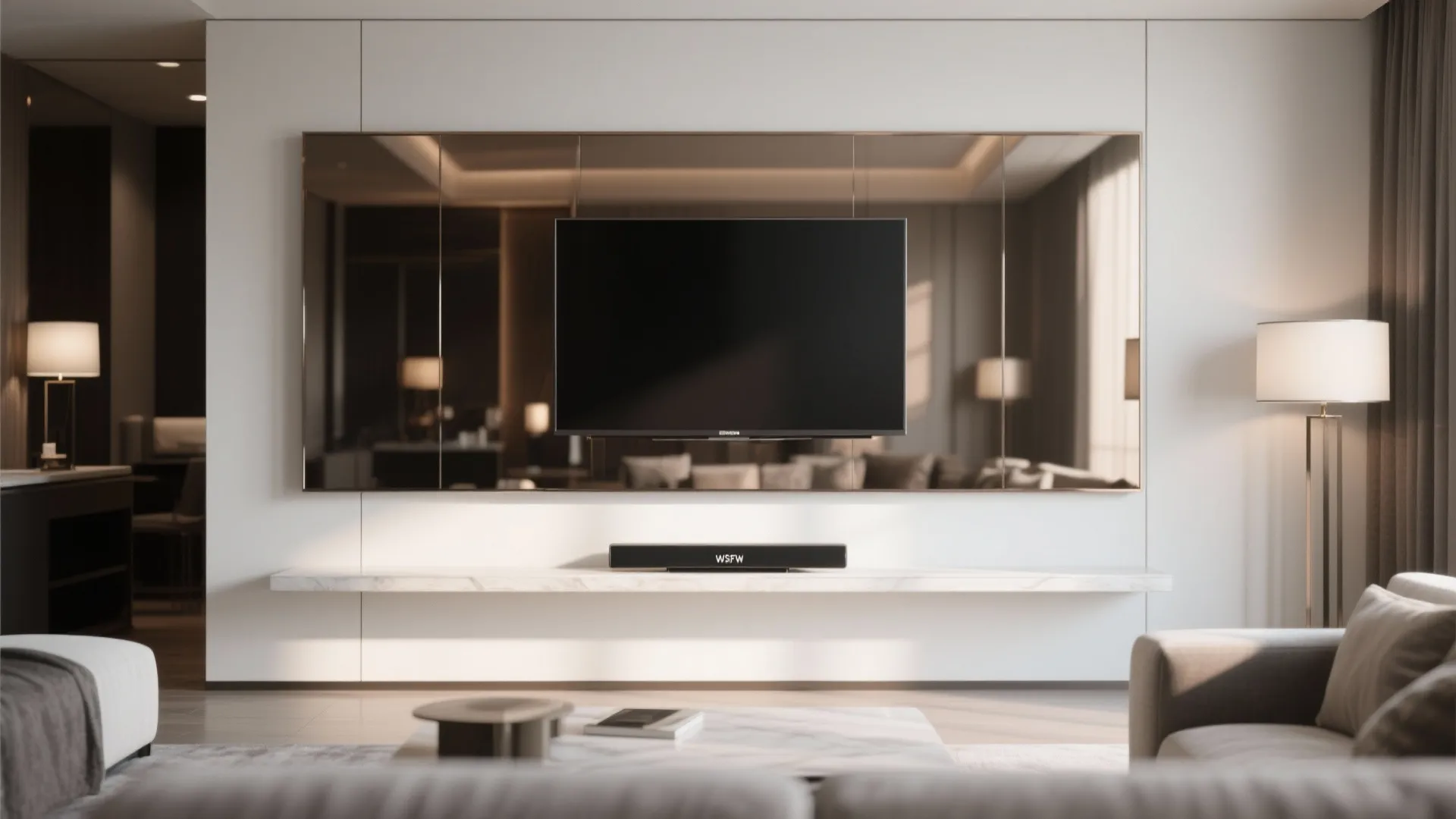 Glass or mirror panel to add depth and light