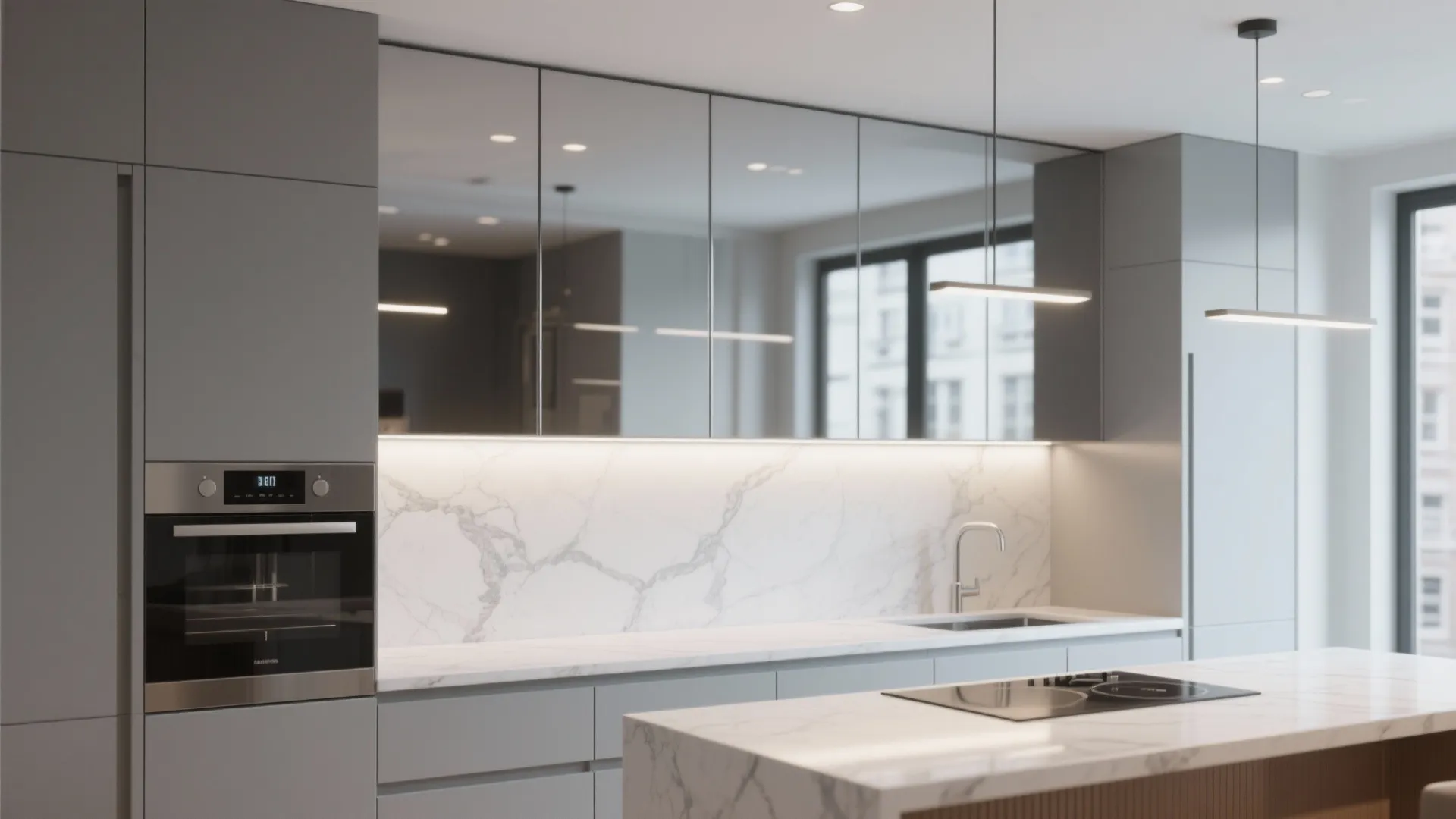 4. Mirror-Panel Cabinet Fronts