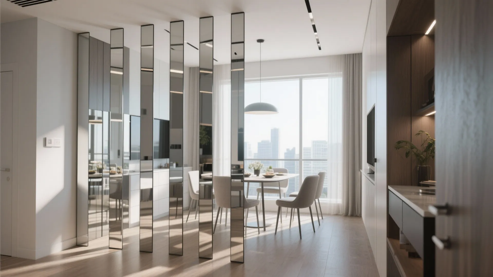 3. Floor-to-Ceiling Mirror Panels