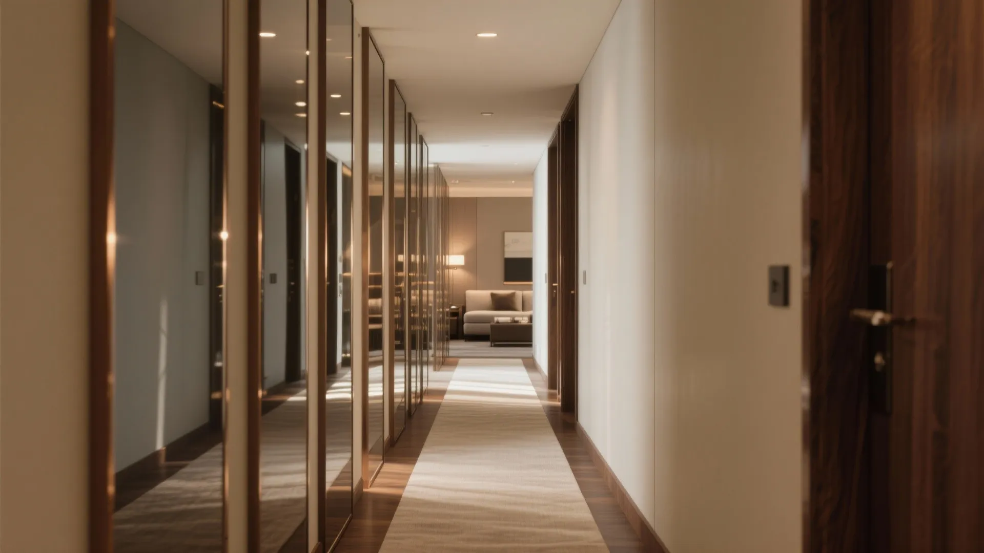 Mirrored Panels to Widen the Feel