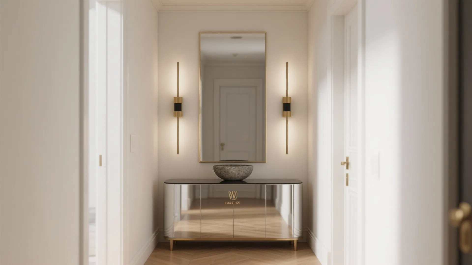 3) Mirrored Console + Vertical Lighting