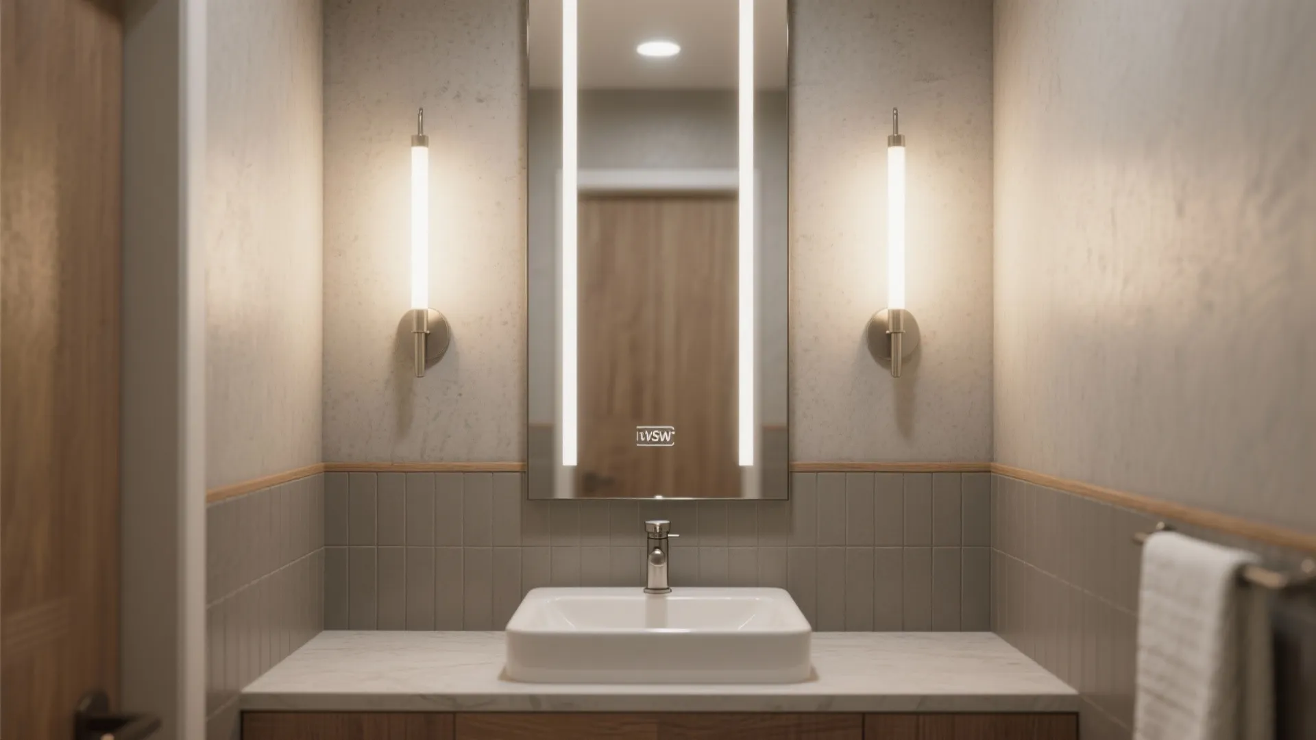 Idea 1: Mirror to the ceiling with side lights