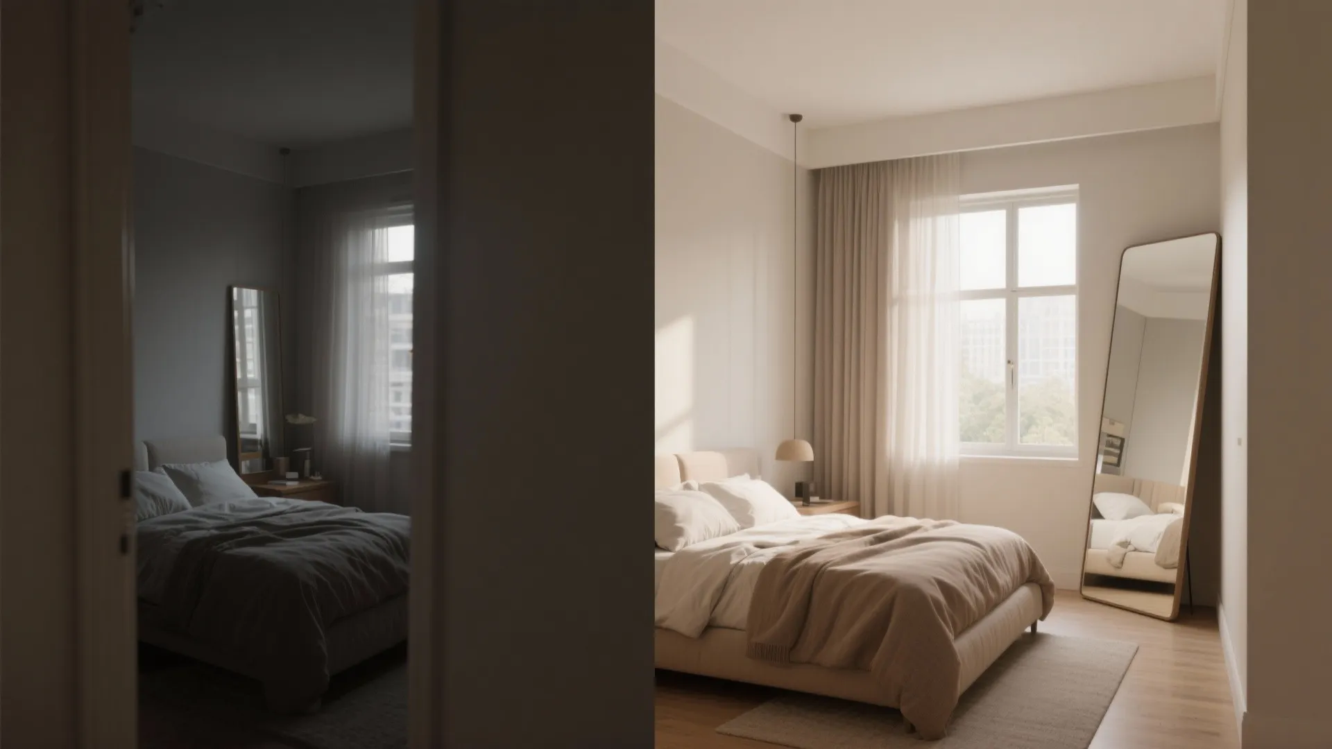 4. Mirrors, Sheers and a Touch of Glass