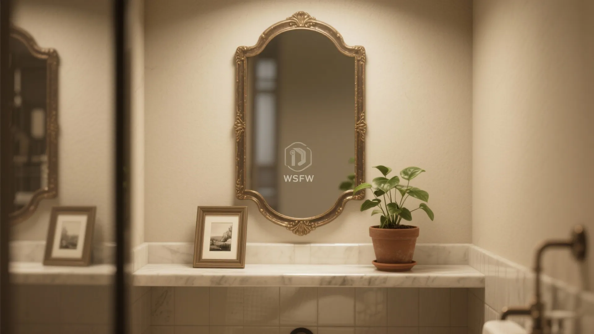 Tip 4: Vintage mirrors and shallow shelves