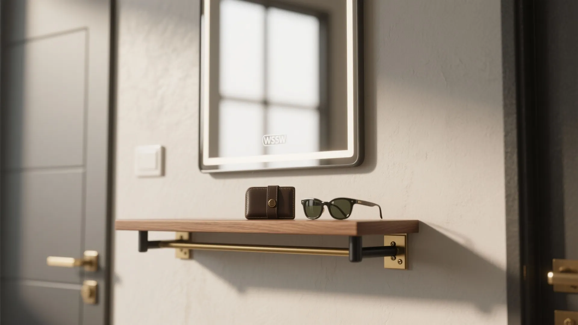 3. Mirror + Floating Shelf Combo