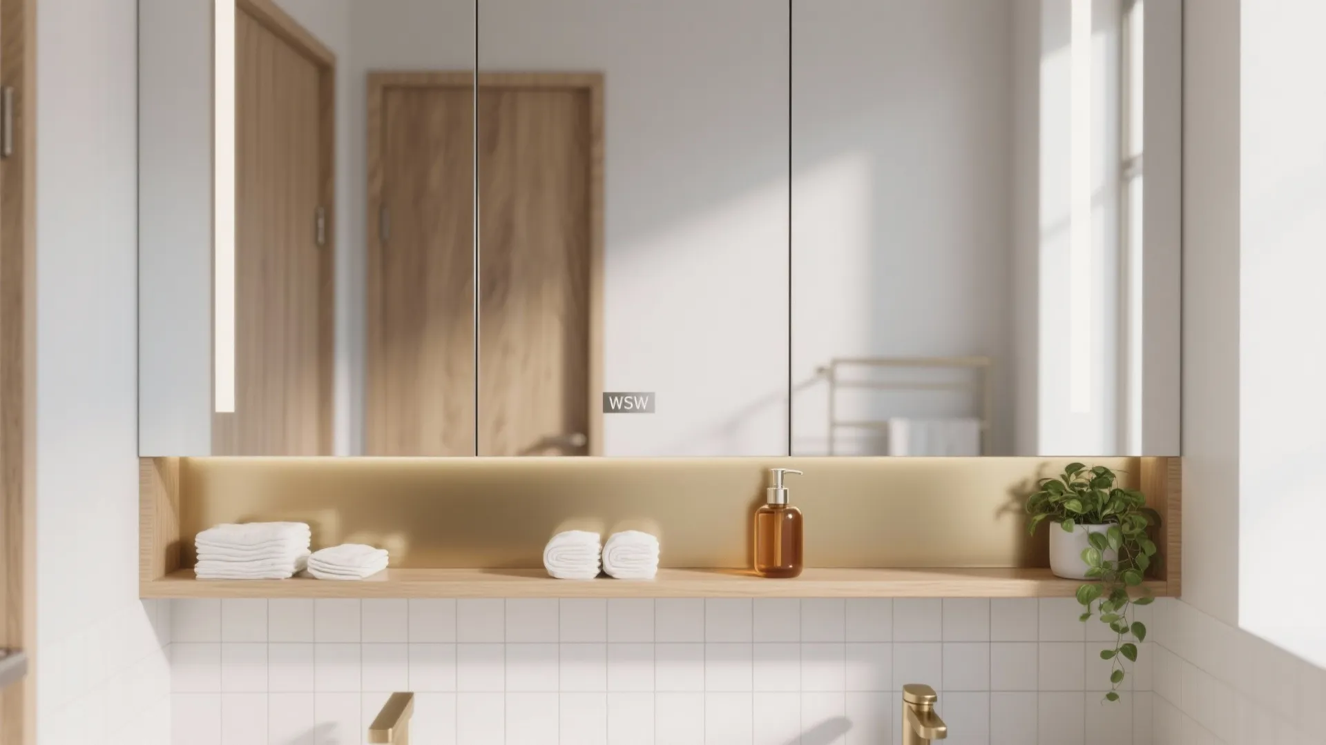 Mirrored Doors + Open Shelf Combo