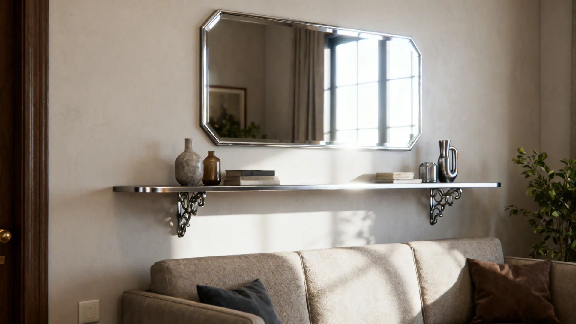 5. Functional Art: Mirrors and Shelves
