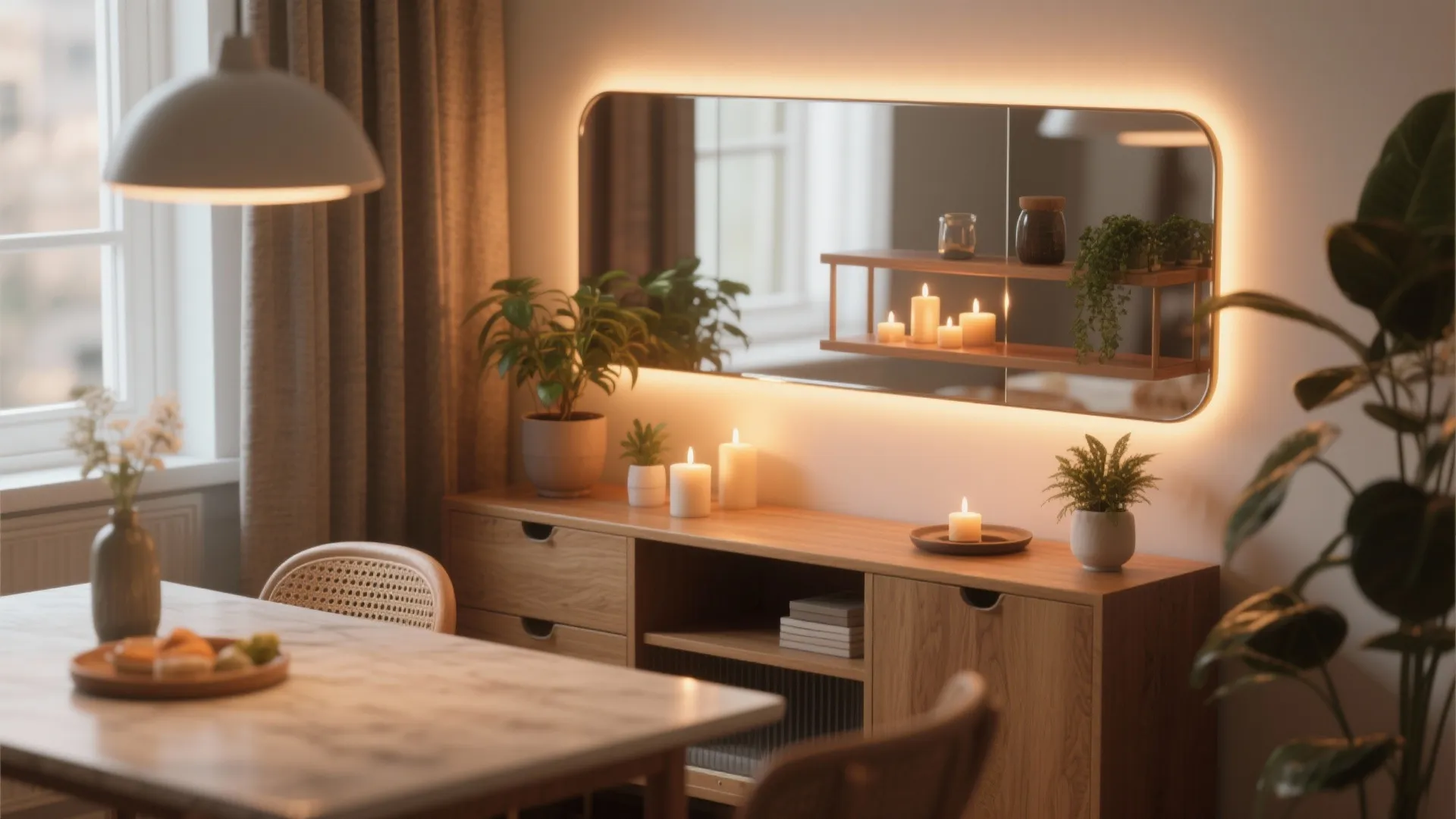 4. Mirror with Integrated Shelf