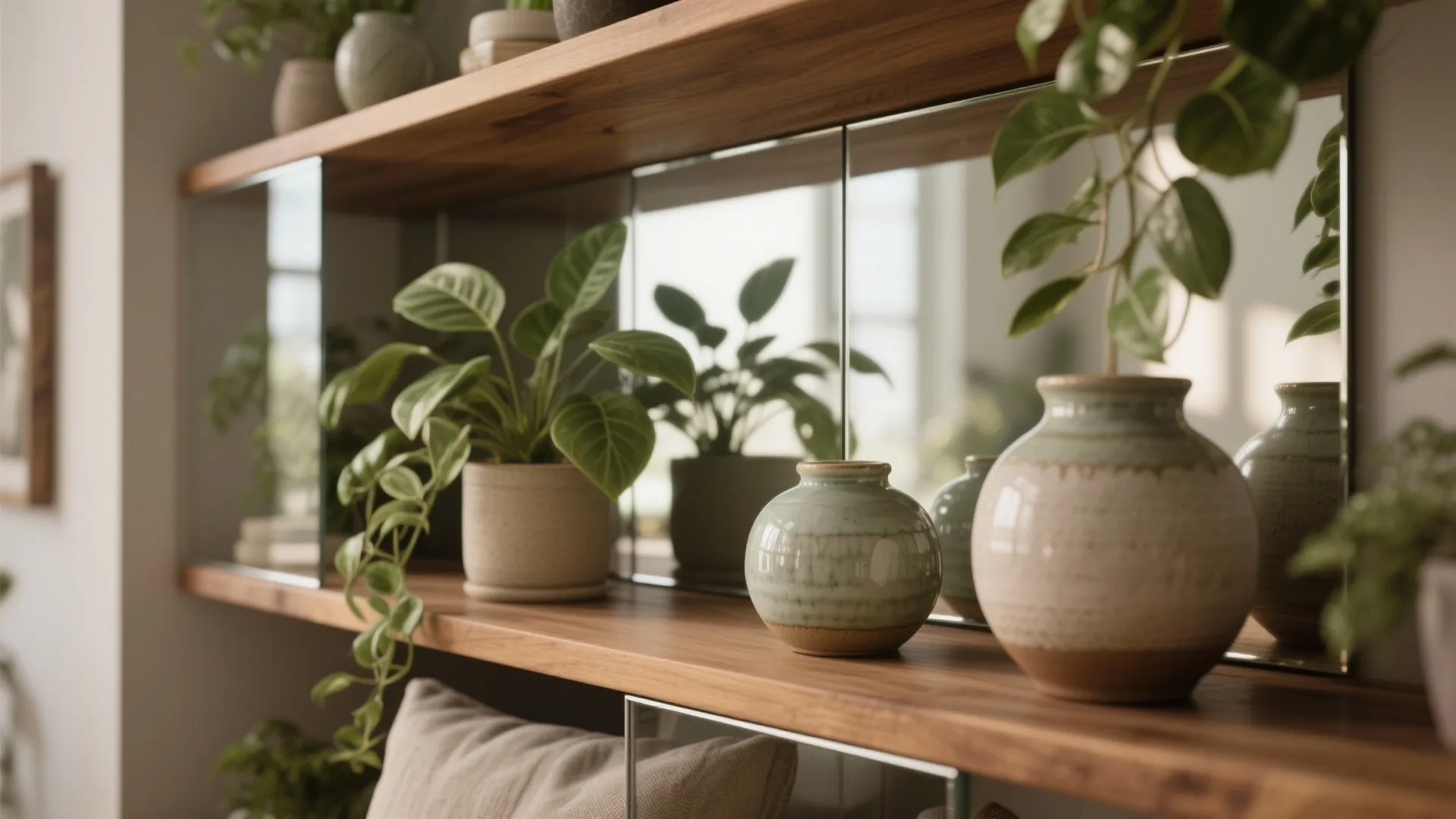 Mirrored Back Panels in Built-ins