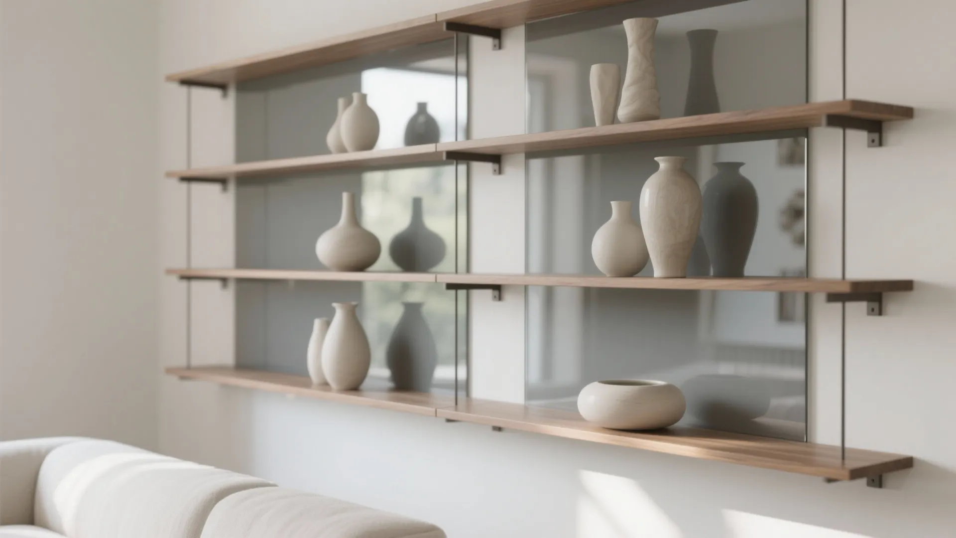 Glass-Backed or Mirrored Panels for Airy Depth