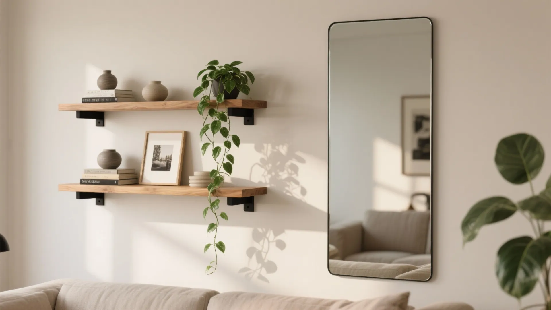 Mixed-Media Layers: Mirrors, Shelves, and Living Green