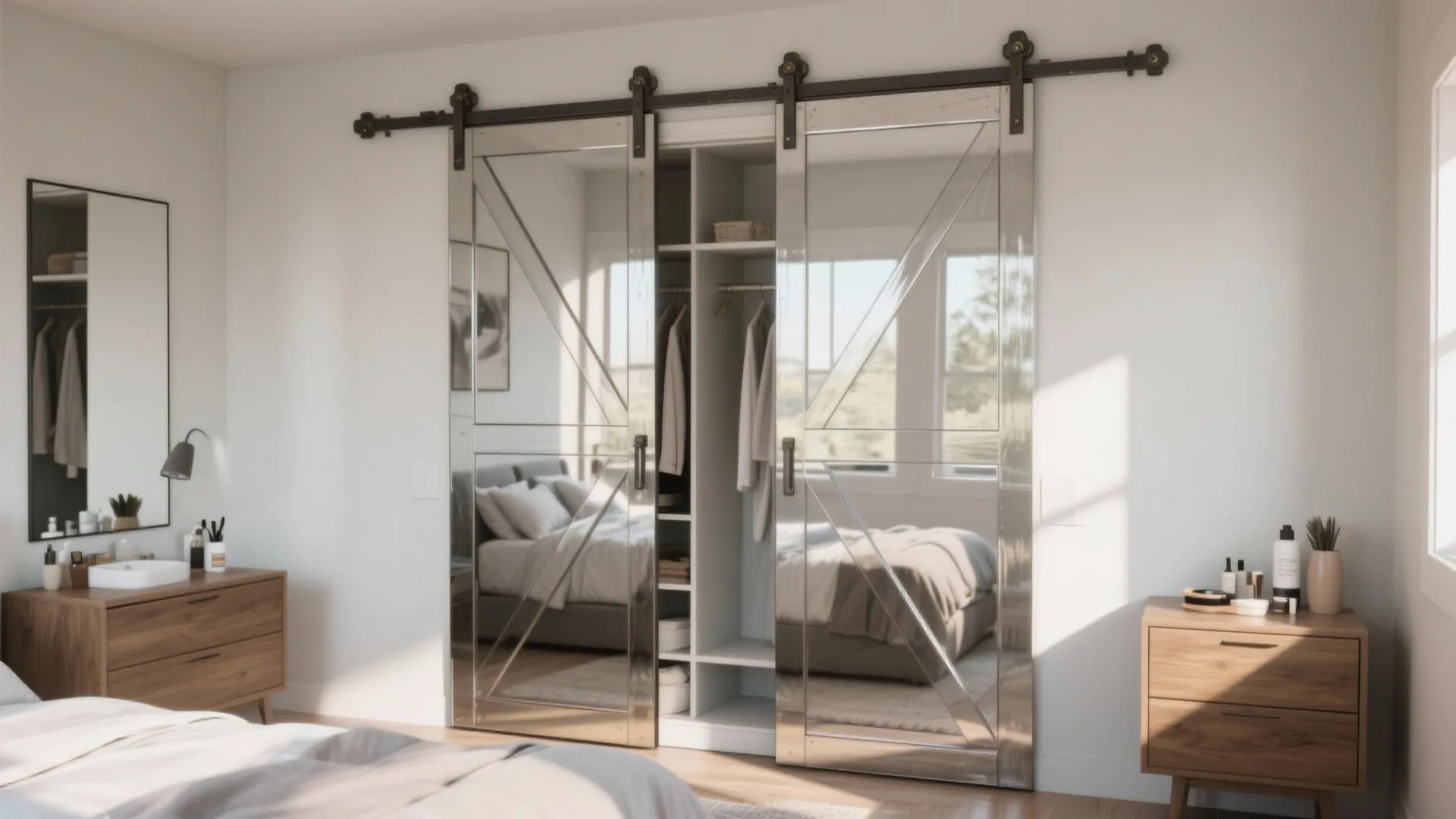 2. Mirror-Front Sliding Barn