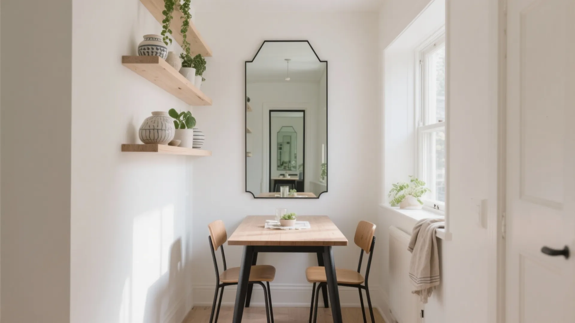 Vertical Tricks: Mirrors, Shelves, and a Slim Footprint