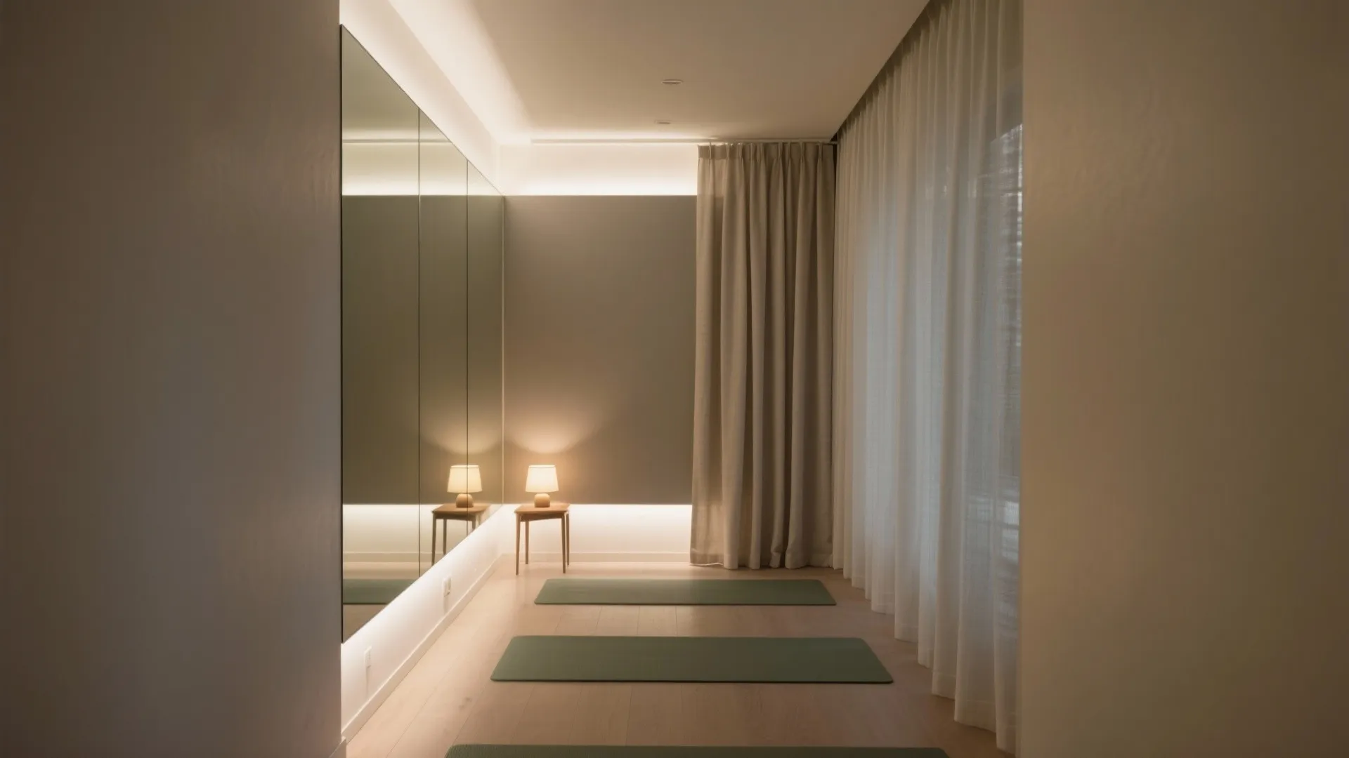 Floor-to-Ceiling Mirror and Soft Layered Light