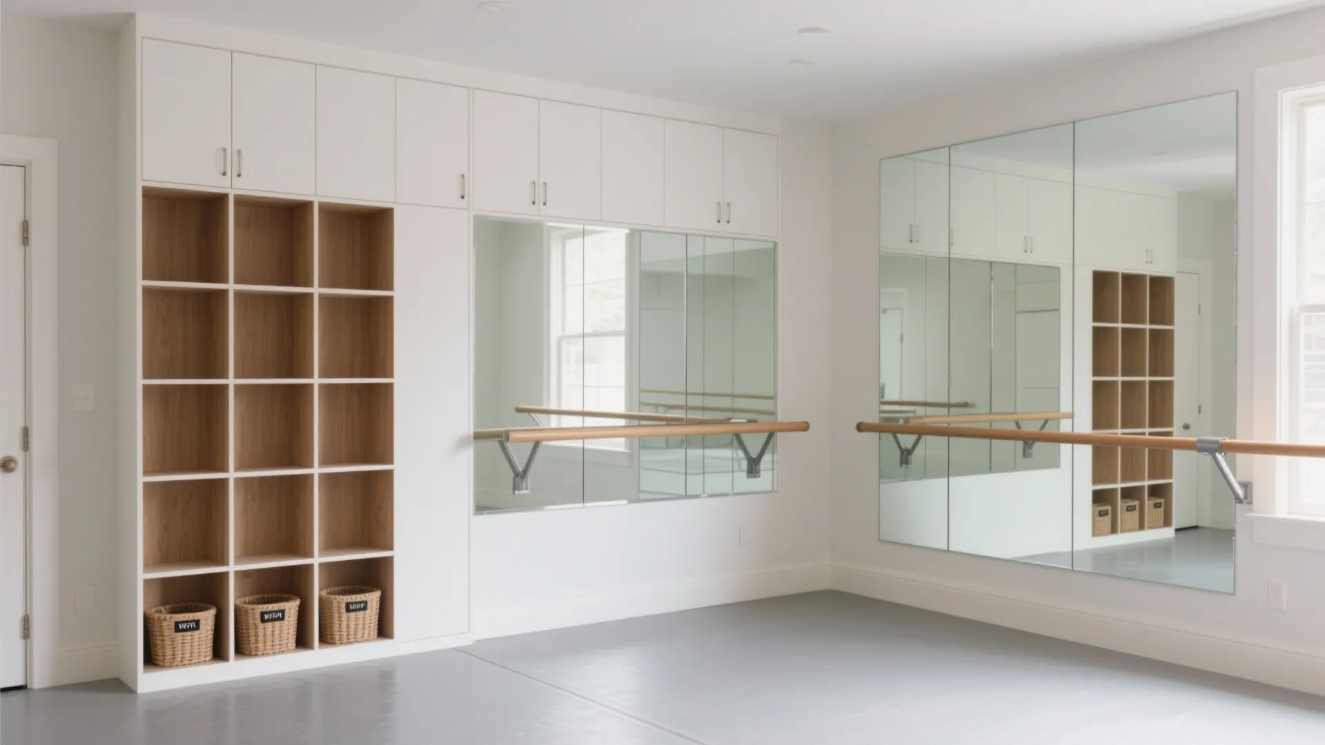 Mirror Wall + Built‑In Storage