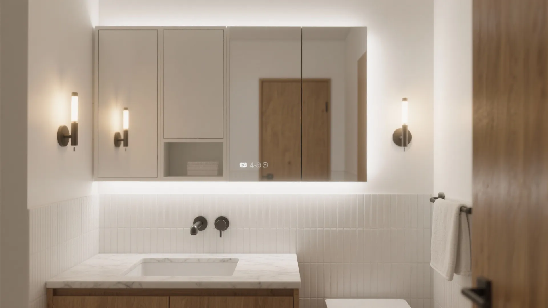 Idea 5: Mirror storage with thoughtful lighting