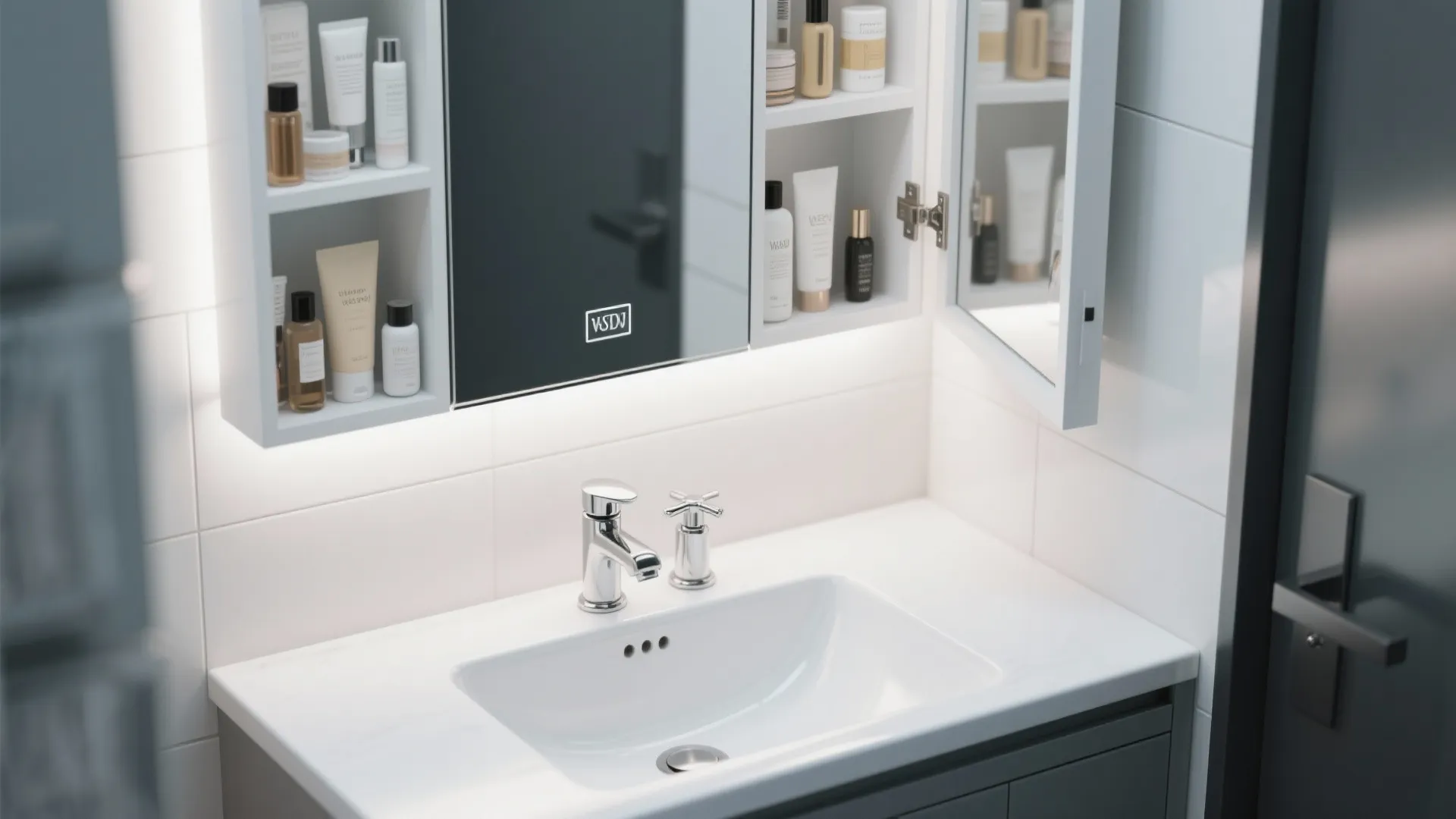 5. Add a Mirror with Integrated Storage