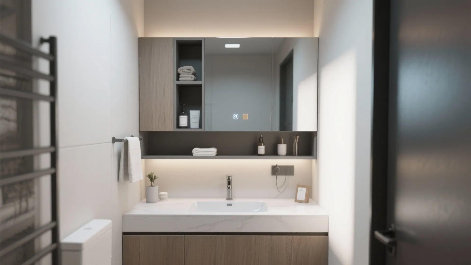 4. Mirror with Built-In Storage