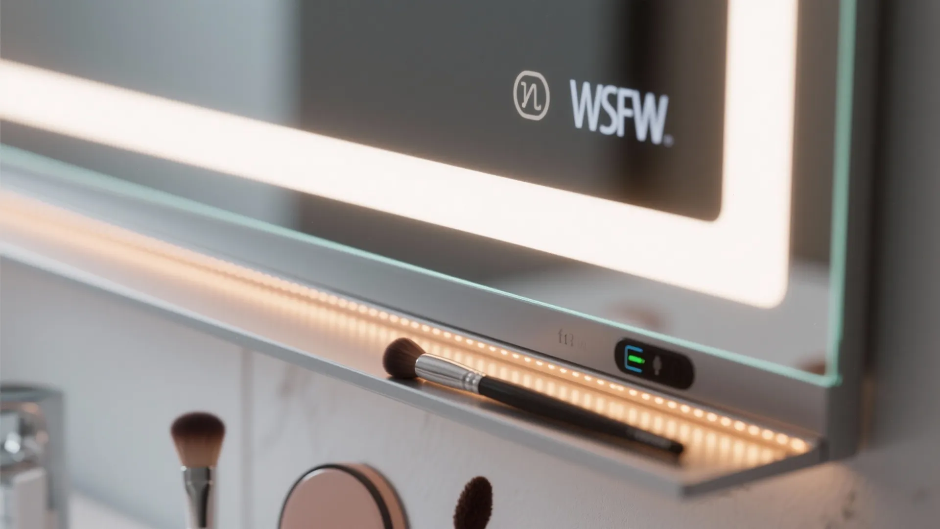 4. Mirror-as-storage with LED lights