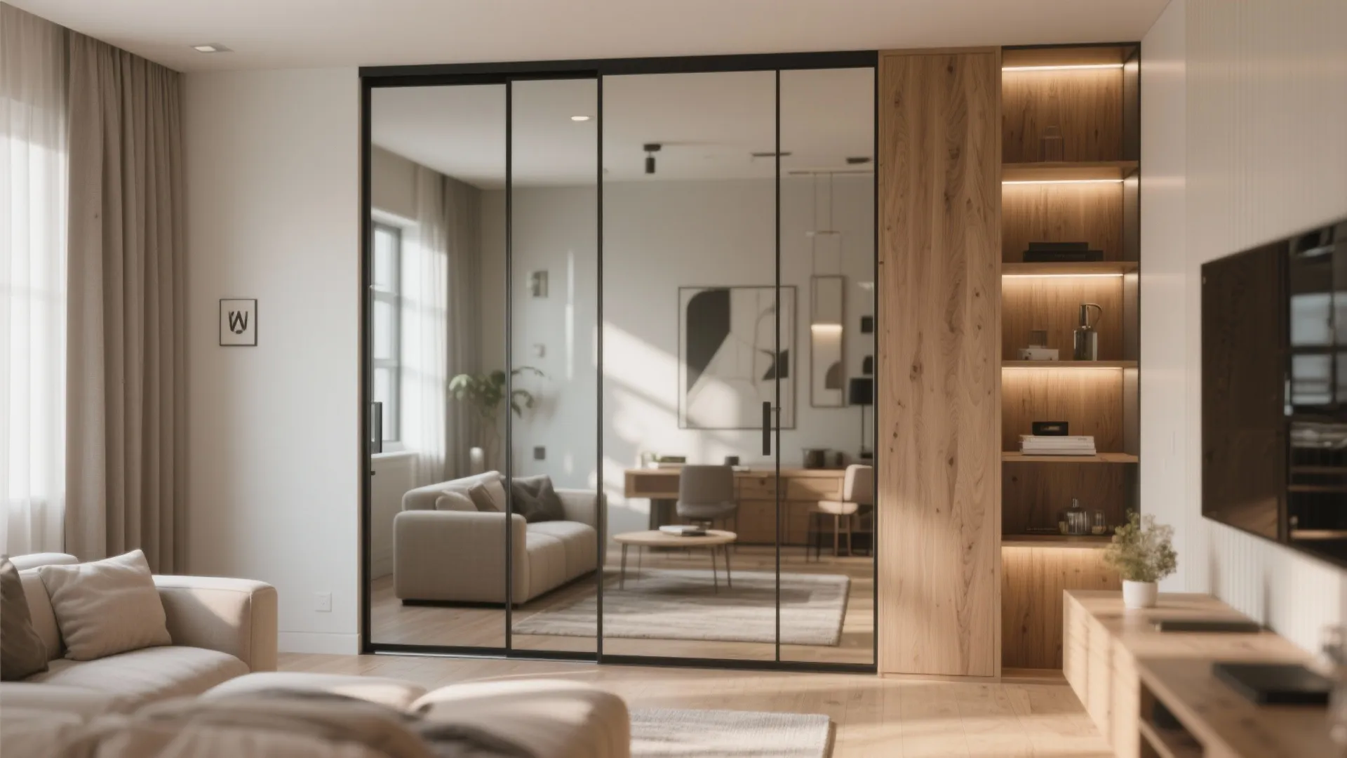 Floor-to-Ceiling Mirror with Storage