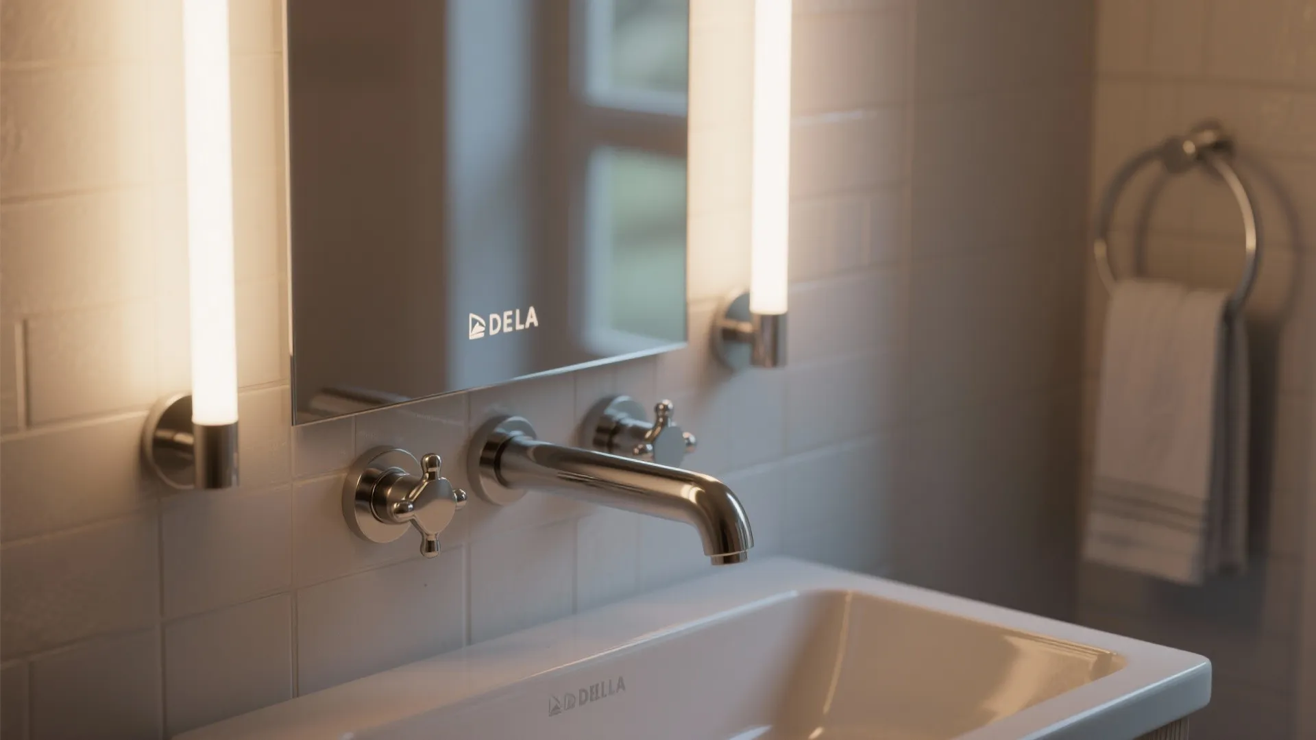 4. Wall-Mounted Mirror and Task Lighting Above