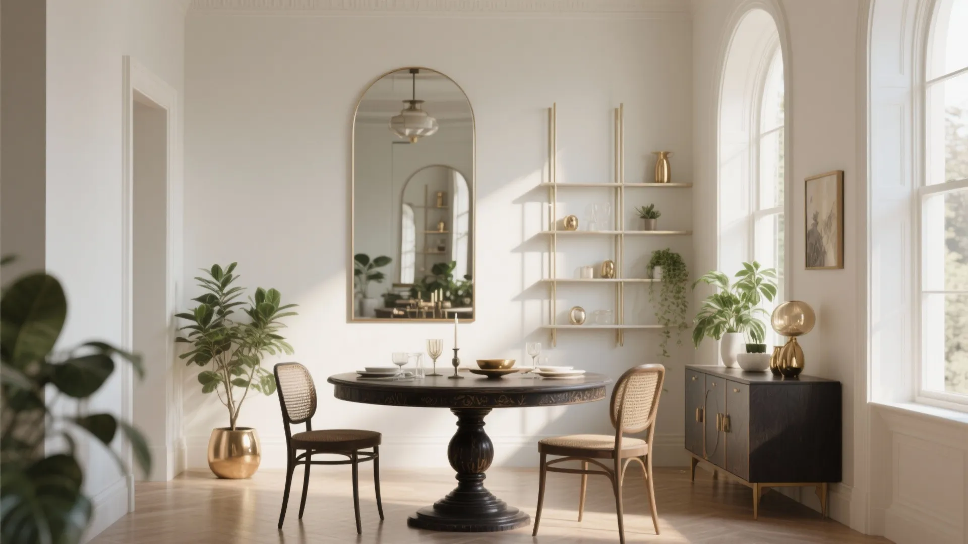 3. Use mirrors and vertical storage to enlarge the room