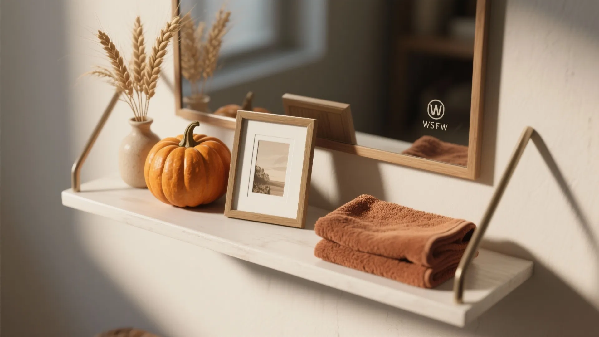 3. A mini vignette by the mirror (plus a quick virtual mockup)