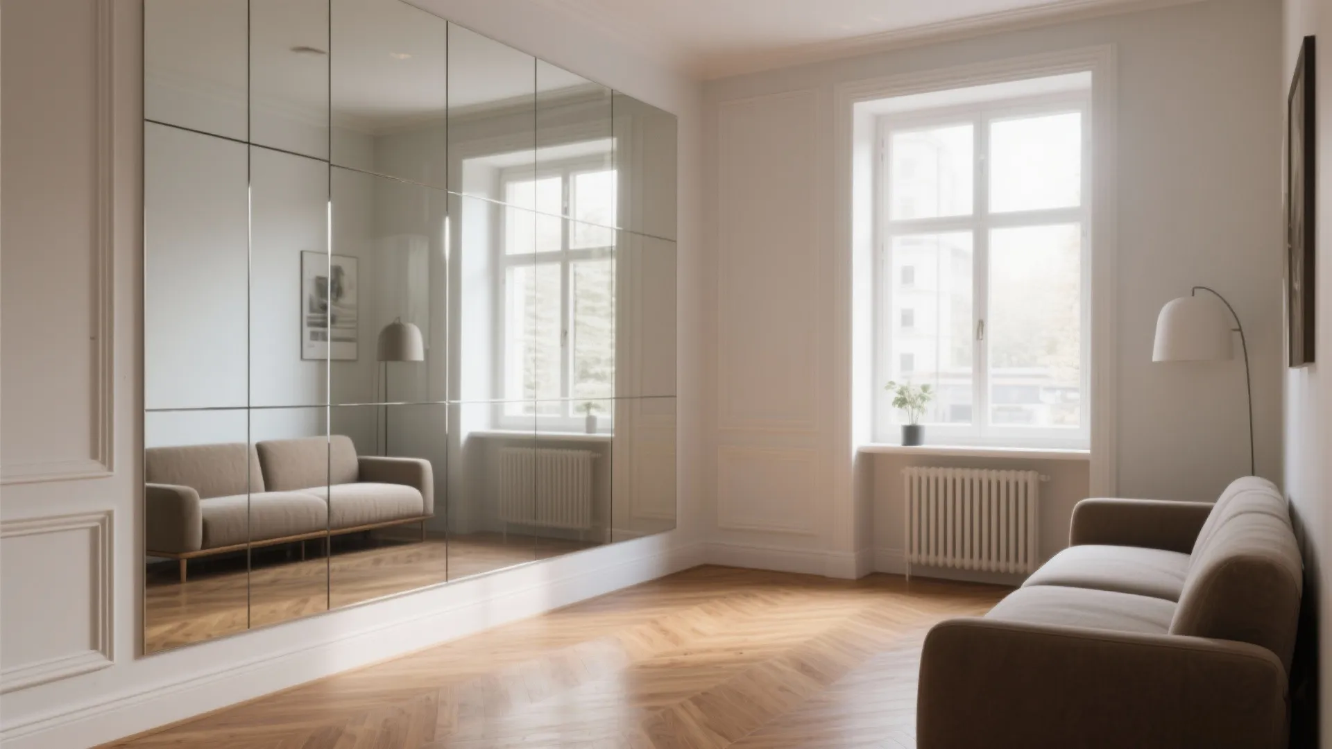 1. Floor-to-ceiling mirror wall