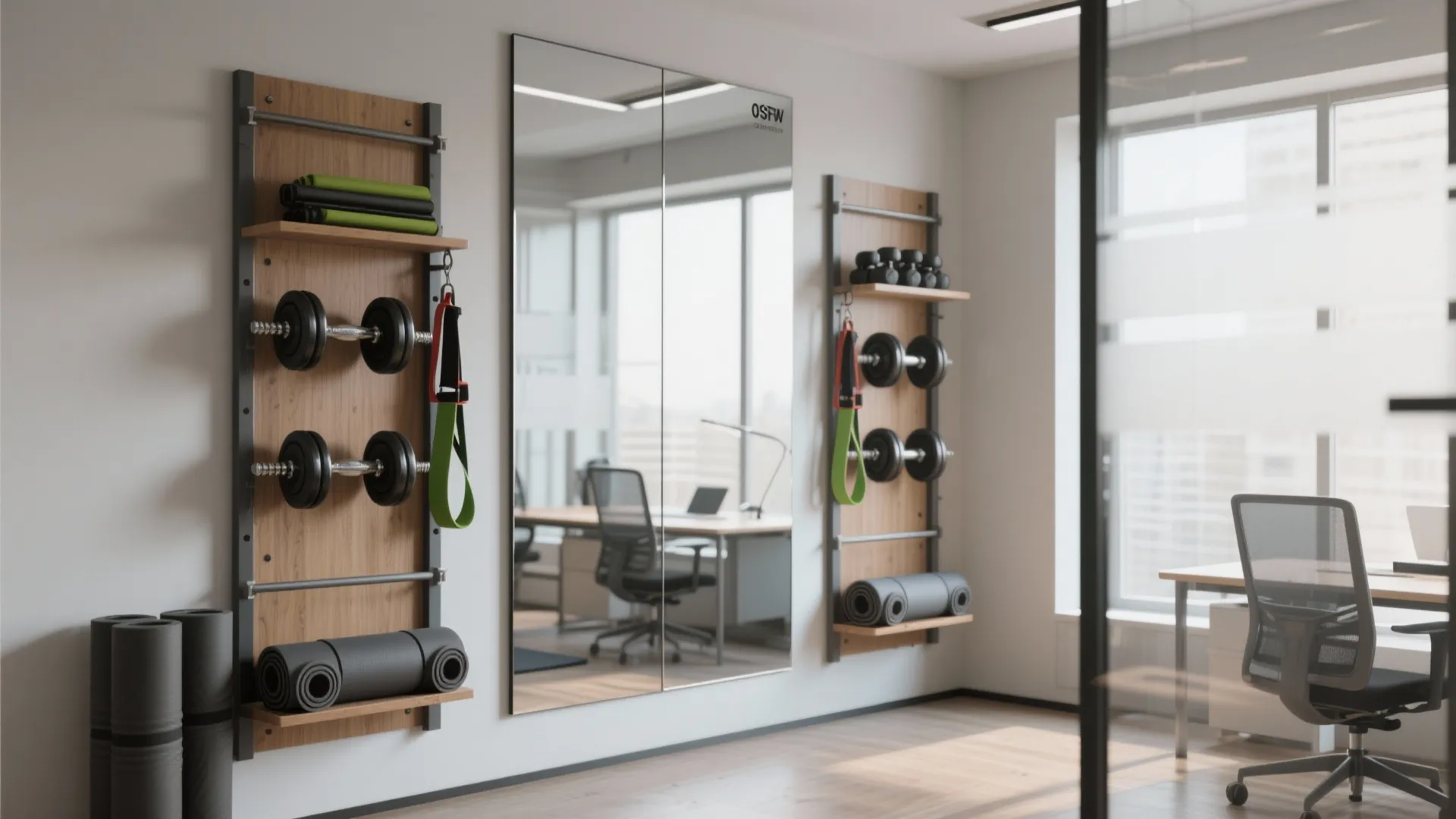 3. Mirror Wall with Vertical Storage