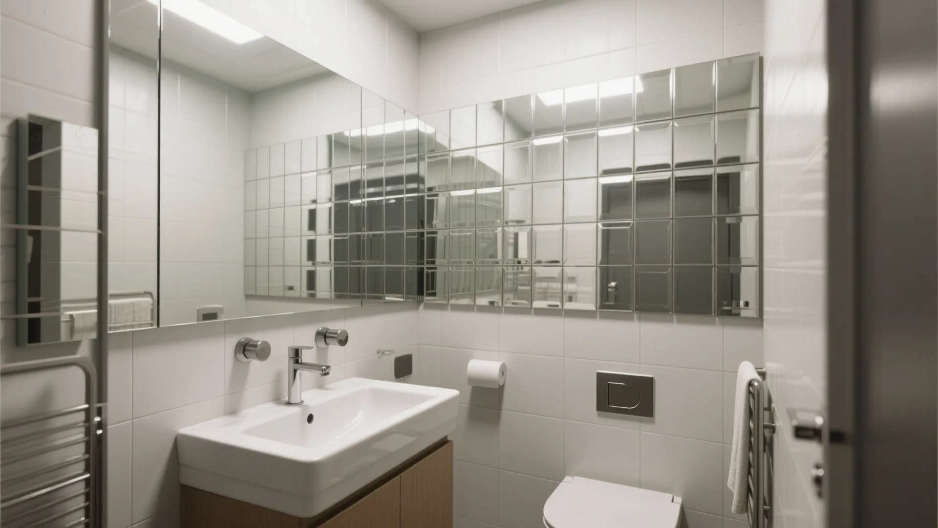 9. Mirror wall for visual expansion